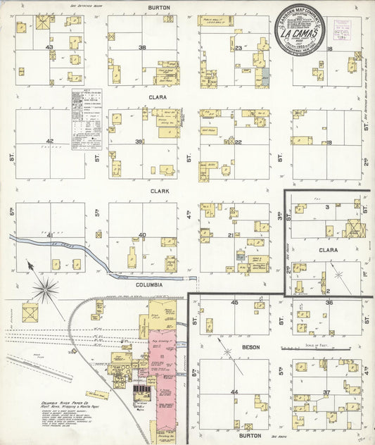 Sanborn Fire Insurance Map from La Camas, Clark County, Washington (1903), Sheet #0001 - Historic Sanborn Fire Insurance Map Print, vintage old map wall art, antique decor, genealogy gift, Washington Washington map