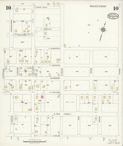 Sanborn Fire Insurance Map from Seguin, Guadalupe County, Texas (1924), Sheet #0010 - Complete Map Set gallery image, historic Sanborn map, vintage wall art, Texas Texas