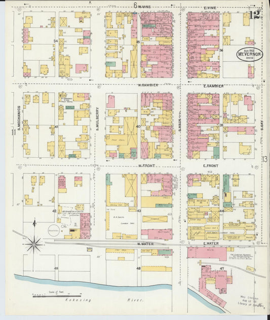 Sanborn Fire Insurance Map from Mount Vernon, Knox County, Ohio (1903), Sheet #0012 - Historic Sanborn Fire Insurance Map Print, vintage old map wall art, antique decor, genealogy gift, Ohio Ohio map