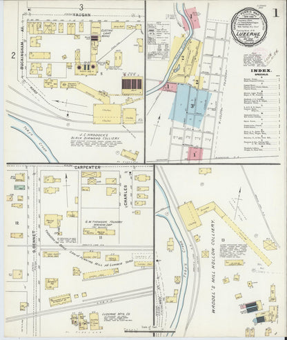 Sanborn Fire Insurance Map from Luzerne, Luzerne County, Pennsylvania (1896), Sheet #0001 - Complete Map Set gallery image, historic Sanborn map, vintage wall art, Pennsylvania Pennsylvania