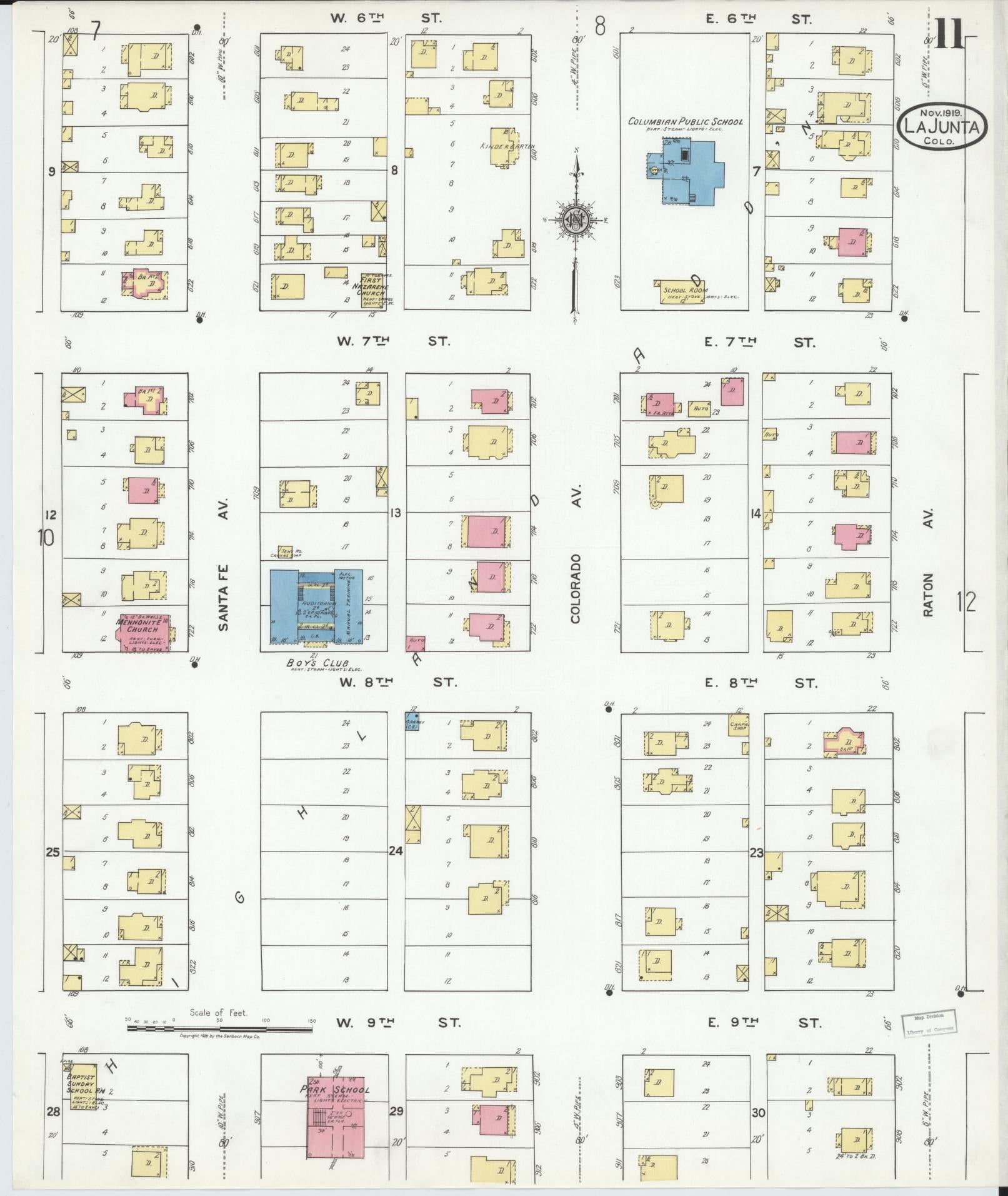 Sanborn Fire Insurance Map from La Junta, Otero County, Colorado (1919), Sheet #0011 - Complete Map Set gallery image, historic Sanborn map, vintage wall art, Colorado Colorado
