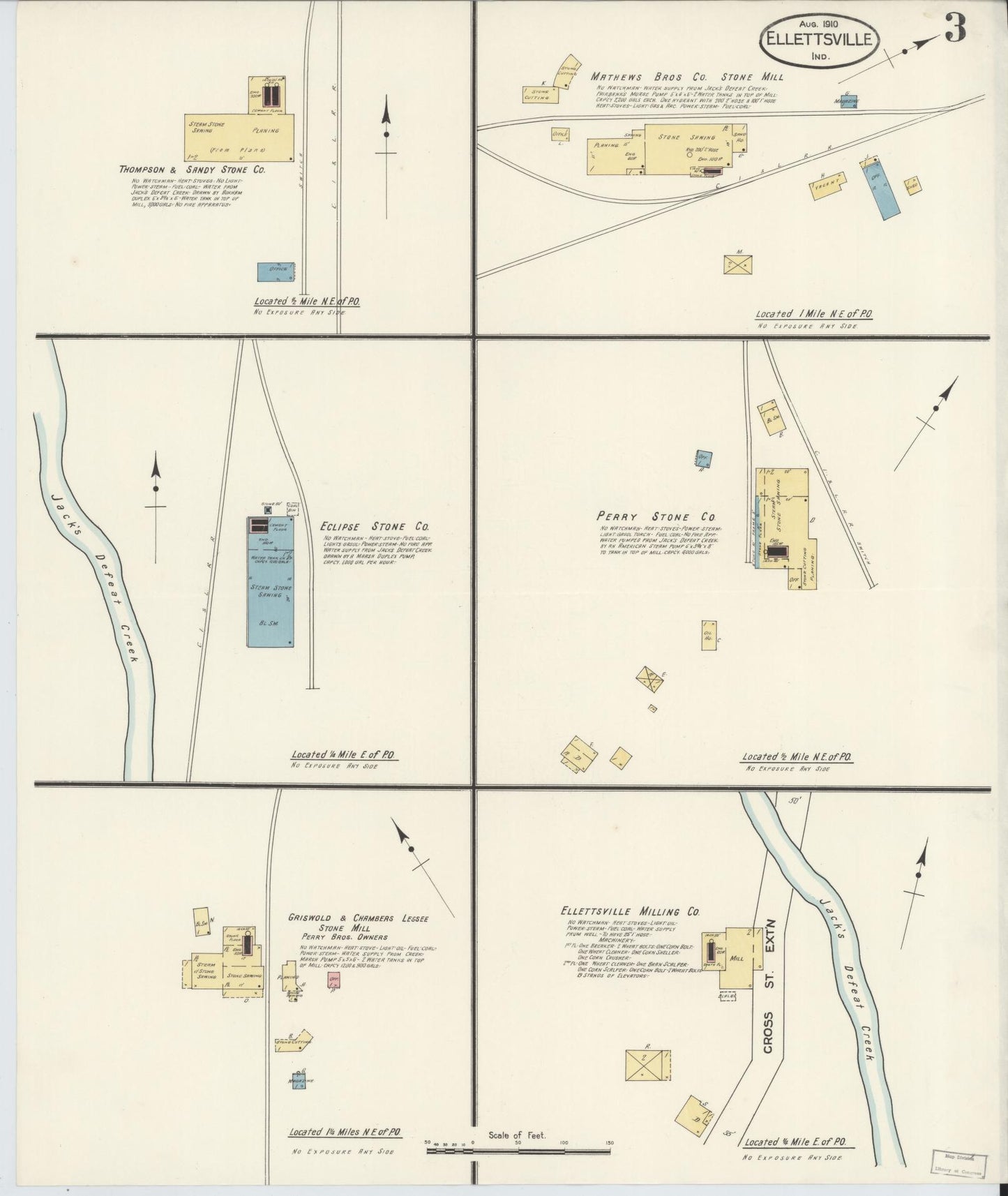 Sanborn Fire Insurance Map from Ellettsville, Monroe County, Indiana (1910), Sheet #0003 - Historic Sanborn Fire Insurance Map Print, vintage old map wall art, antique decor, genealogy gift, Indiana Indiana map