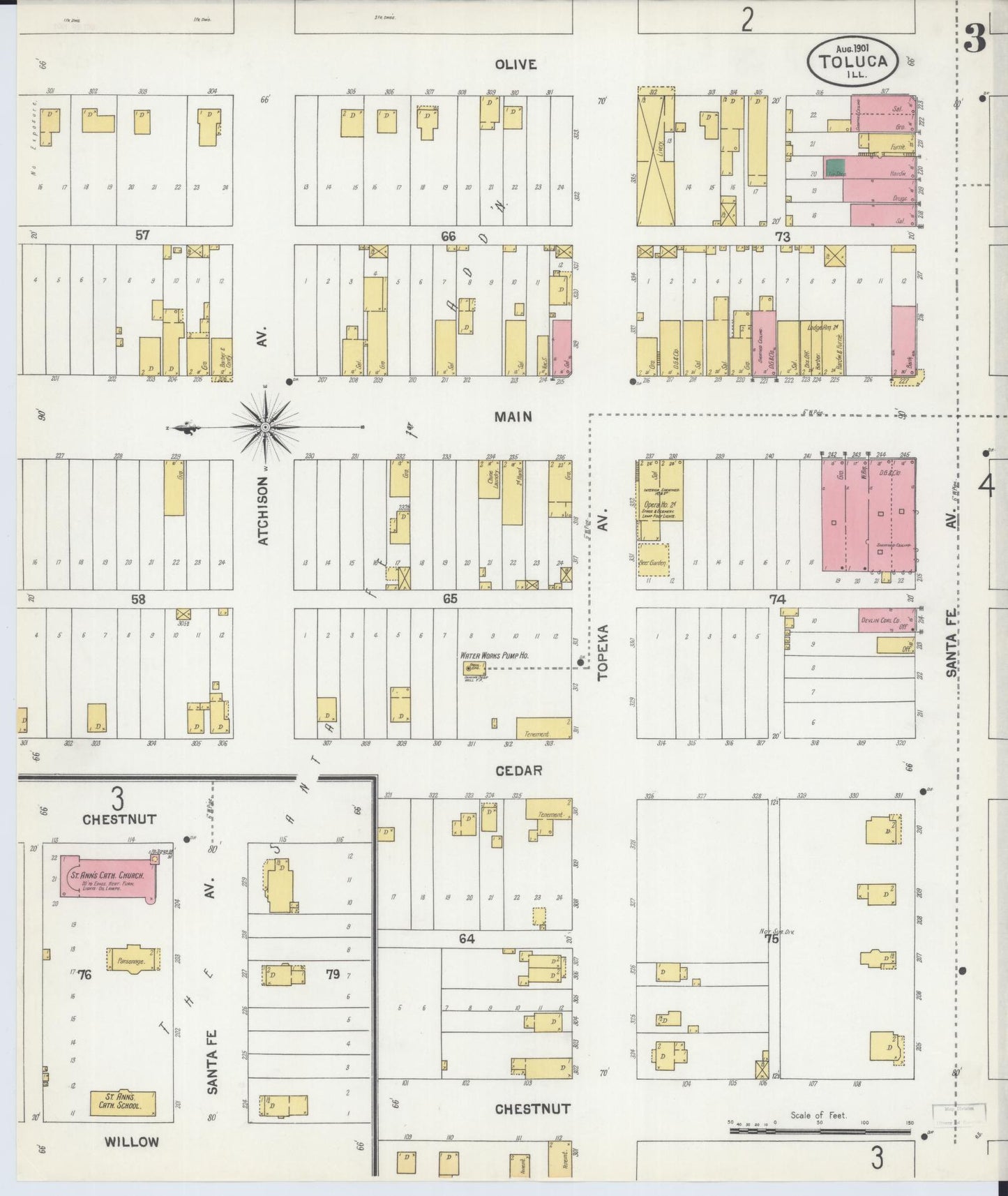 Sanborn Fire Insurance Map from Toluca, Marshall County, Illinois (1901), Sheet #0003 - Complete Map Set gallery image, historic Sanborn map, vintage wall art, Illinois Illinois