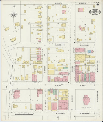 Sanborn Fire Insurance Map from Mount Vernon, Jefferson County, Illinois (1897), Sheet #0002 - Historic Sanborn Fire Insurance Map Print, vintage old map wall art, antique decor, genealogy gift, Illinois Illinois map