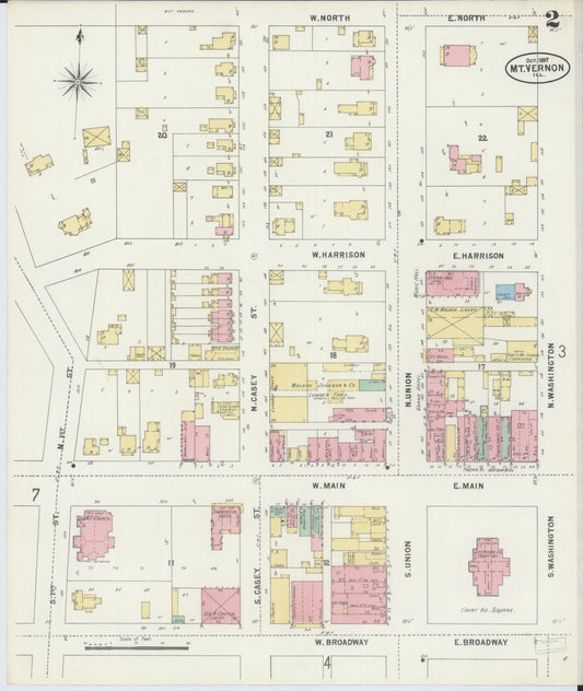 Sanborn Fire Insurance Map from Mount Vernon, Jefferson County, Illinois (1897), Sheet #0002 - Historic Sanborn Fire Insurance Map Print, vintage old map wall art, antique decor, genealogy gift, Illinois Illinois map