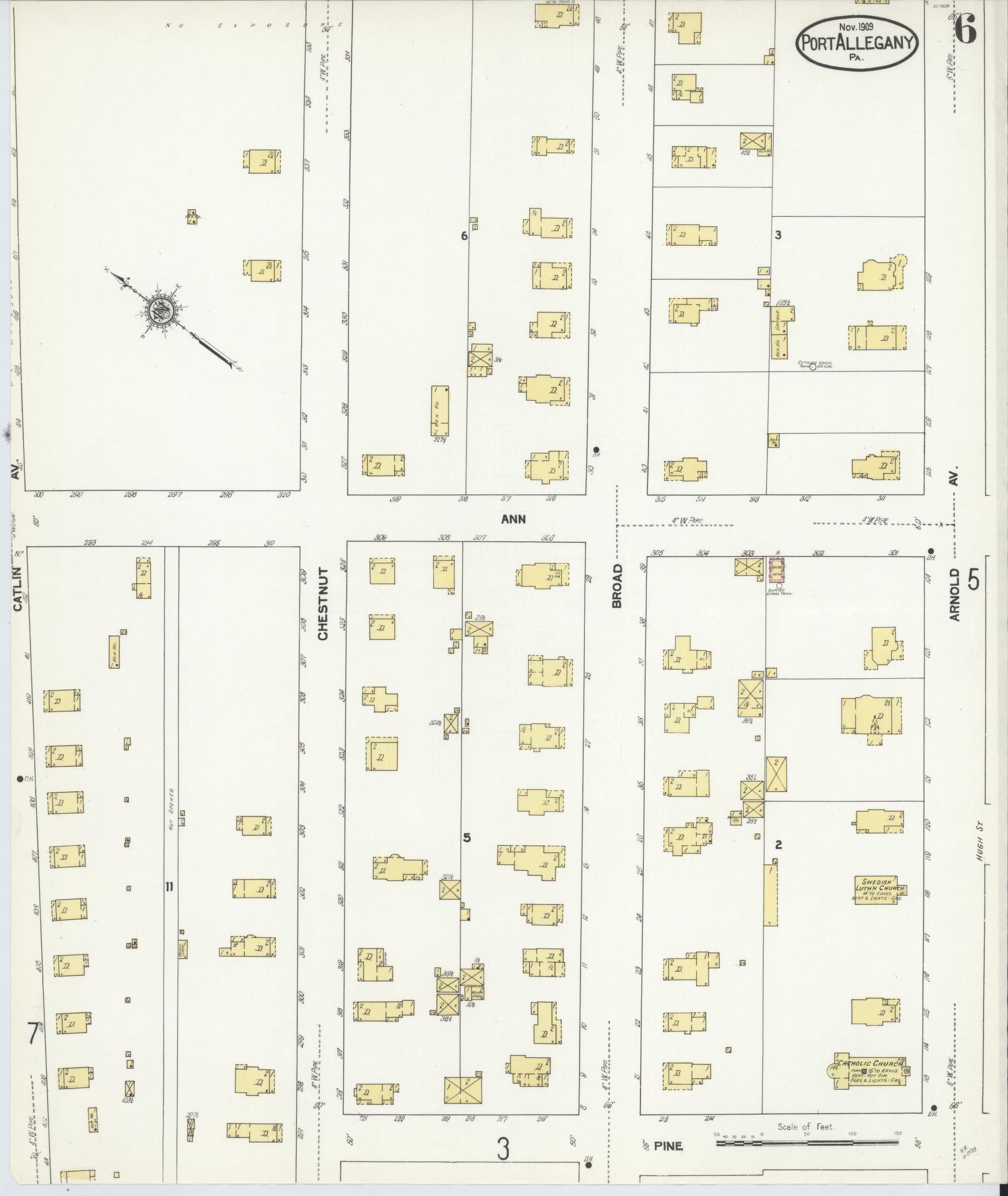 Sanborn Fire Insurance Map from Port Allegany, McKean County, Pennsylvania (1909), Sheet #0006 - Complete Map Set gallery image, historic Sanborn map, vintage wall art, Pennsylvania Pennsylvania