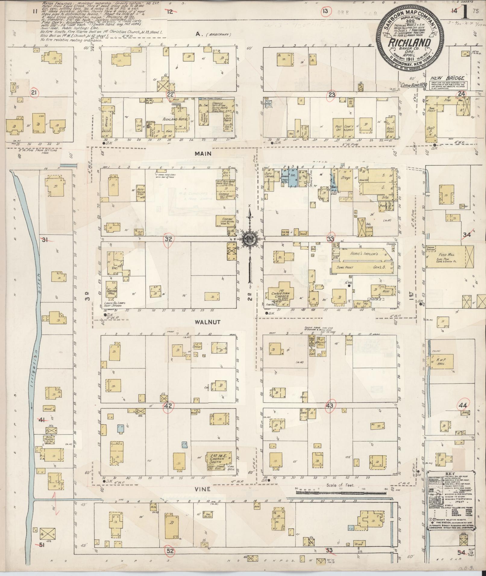 Sanborn Fire Insurance Map from Richland, Baker County, Oregon (1930), Sheet #0001 - Complete Map Set gallery image, historic Sanborn map, vintage wall art, Oregon Oregon