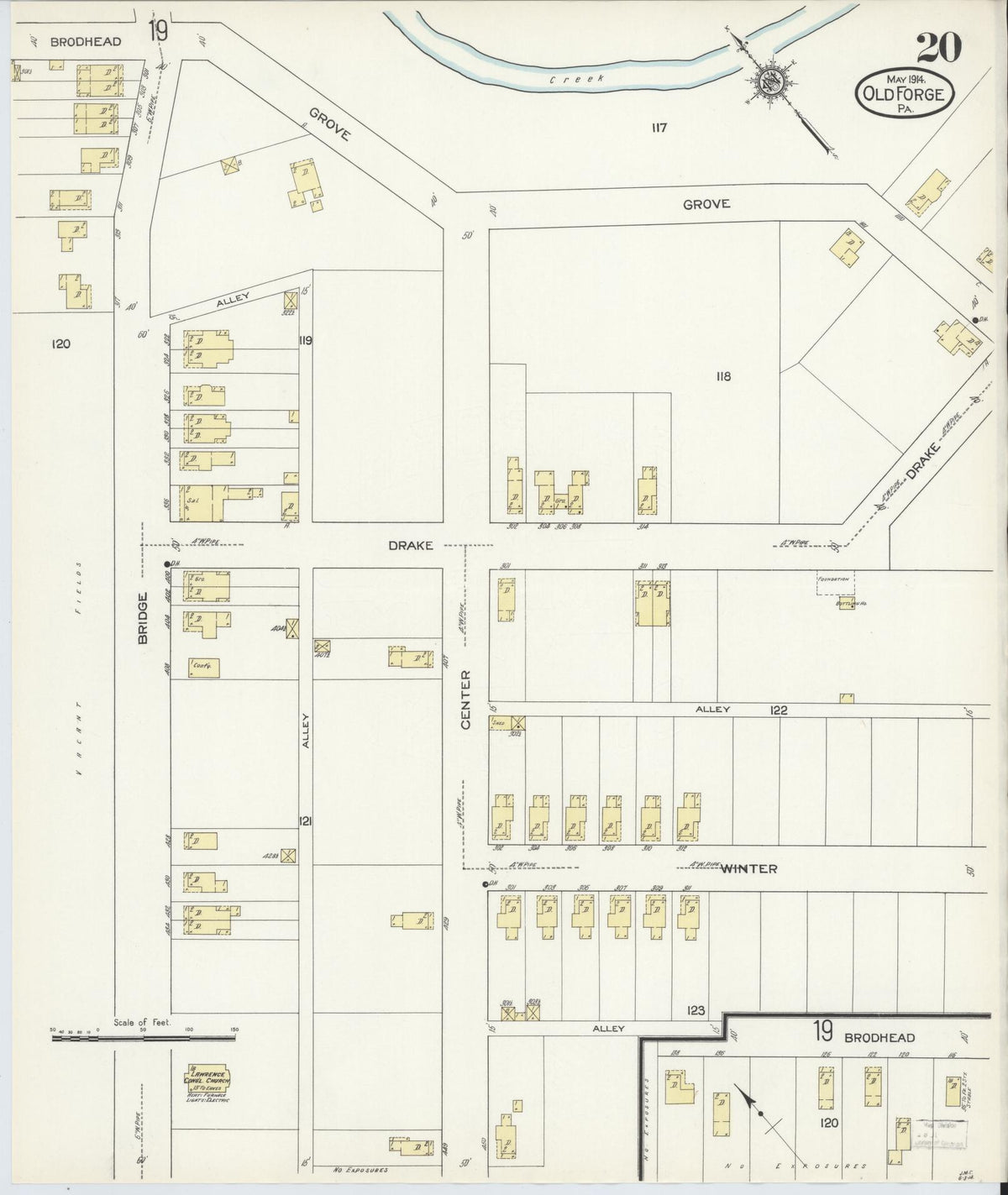 Sanborn Fire Insurance Map from Old Forge, Lackawanna County, Pennsylvania (1914), Sheet #0020 - Historic Sanborn Fire Insurance Map Print, vintage old map wall art, antique decor, genealogy gift, Pennsylvania Pennsylvania map