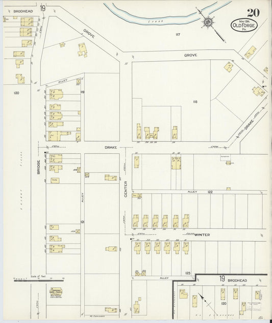 Sanborn Fire Insurance Map from Old Forge, Lackawanna County, Pennsylvania (1914), Sheet #0020 - Historic Sanborn Fire Insurance Map Print, vintage old map wall art, antique decor, genealogy gift, Pennsylvania Pennsylvania map