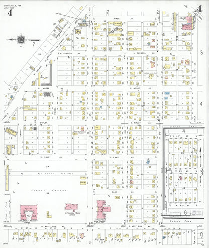 Sanborn Fire Insurance Map from Littlefield, Lamb County, Texas (1950), Sheet #0004 - Historic Sanborn Fire Insurance Map Print, vintage old map wall art, antique decor, genealogy gift, Texas Texas map