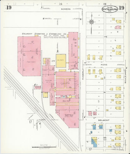 Sanborn Fire Insurance Map from New Philadelphia, Tuscarawas County, Ohio (1926), Sheet #0019 - Historic Sanborn Fire Insurance Map Print, vintage old map wall art, antique decor, genealogy gift, Ohio Ohio map