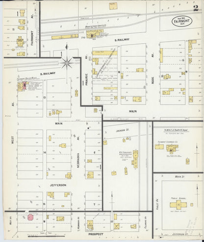 Sanborn Fire Insurance Map from Fairmont, Fillmore County, Nebraska (1902), Sheet #0002 - Complete Map Set gallery image, historic Sanborn map, vintage wall art, Nebraska Nebraska