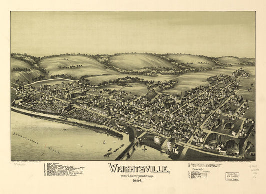 Wrightsville, York County, Pennsylvania, 1894. (1894) – Historic Bird’s-Eye View Panorama Print