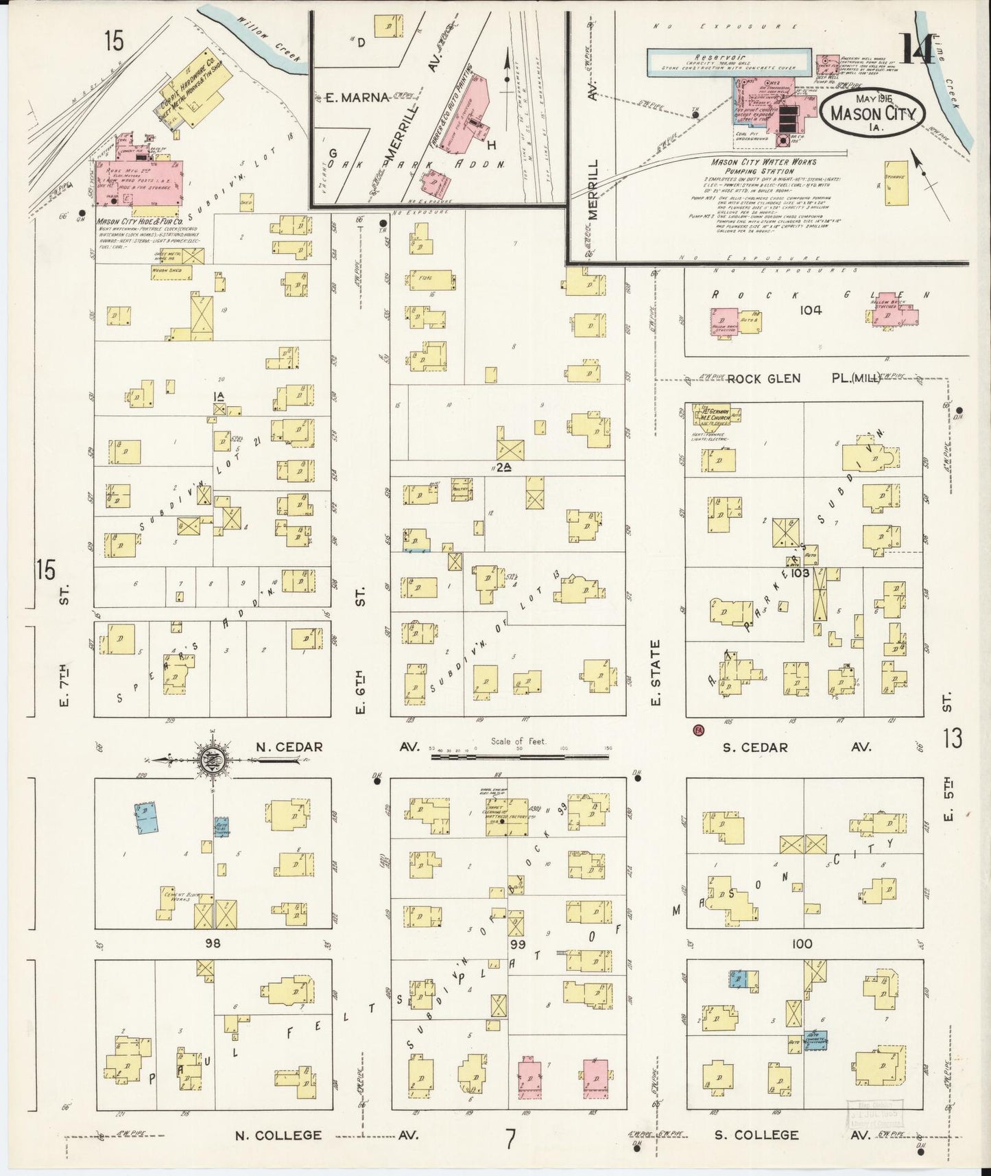 Sanborn Fire Insurance Map from Mason City, Cerro Gordo County, Iowa (1915), Sheet #0014 - Historic Sanborn Fire Insurance Map Print