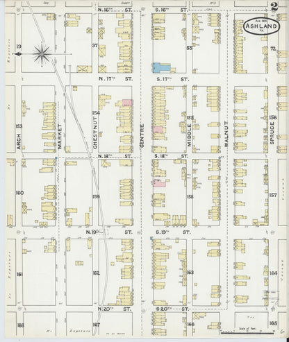 Sanborn Fire Insurance Map from Ashland, Schuylkill County, Pennsylvania (1891), Sheet #0002 - Complete Map Set gallery image, historic Sanborn map, vintage wall art, Pennsylvania Pennsylvania