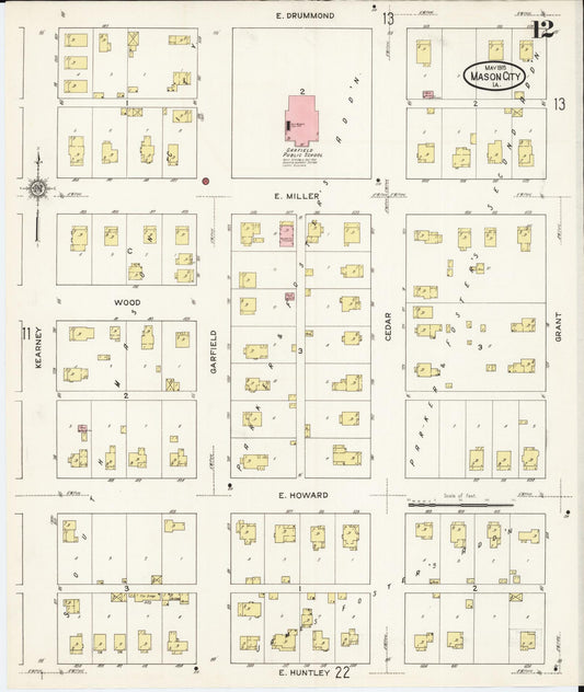 Sanborn Fire Insurance Map from Mason City, Cerro Gordo County, Iowa (1915), Sheet #0012 - Historic Sanborn Fire Insurance Map Print, vintage old map wall art