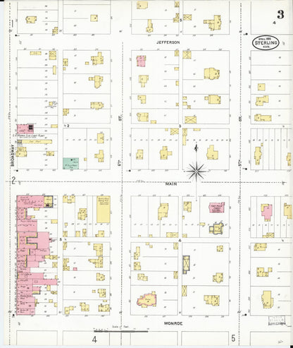Sanborn Fire Insurance Map from Sterling, Rice County, Kansas (1905), Sheet #0003 - Complete Map Set gallery image, historic Sanborn map, vintage wall art, Kansas Kansas