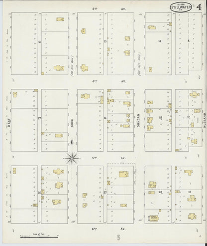 Sanborn Fire Insurance Map from Stillwater, Payne County, Oklahoma (1895), Sheet #0004 - Complete Map Set gallery image, historic Sanborn map, vintage wall art, Oklahoma Oklahoma