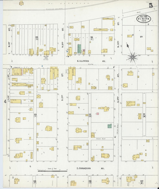 Sanborn Fire Insurance Map from Vinita, Craig County, Oklahoma (1905), Sheet #0005 - Historic Sanborn Fire Insurance Map Print, vintage old map wall art, antique decor, genealogy gift, Oklahoma Oklahoma map