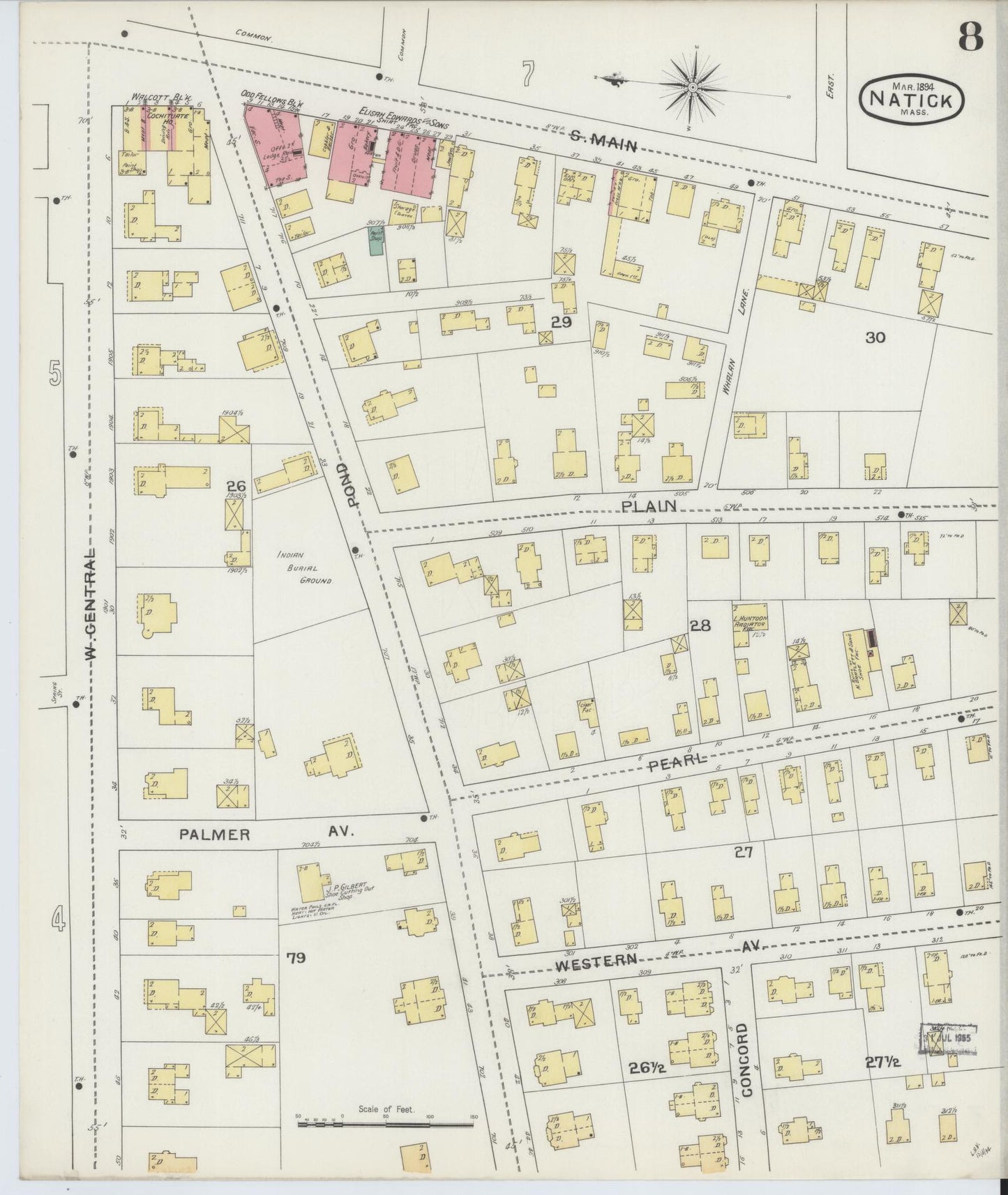 Sanborn Fire Insurance Map from Natick, Middlesex County, Massachusetts (1894), Sheet #0008 - Complete Map Set gallery image, historic Sanborn map, vintage wall art, Massachusetts Massachusetts
