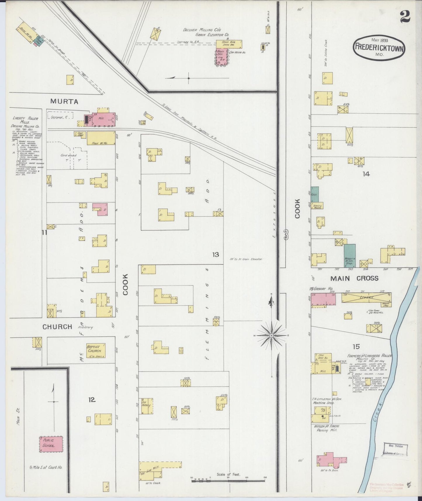 Sanborn Fire Insurance Map from Fredericktown, Madison County, Missouri (1893), Sheet #0002 - Historic Sanborn Fire Insurance Map Print, vintage old map wall art, antique decor, genealogy gift, Missouri Missouri map
