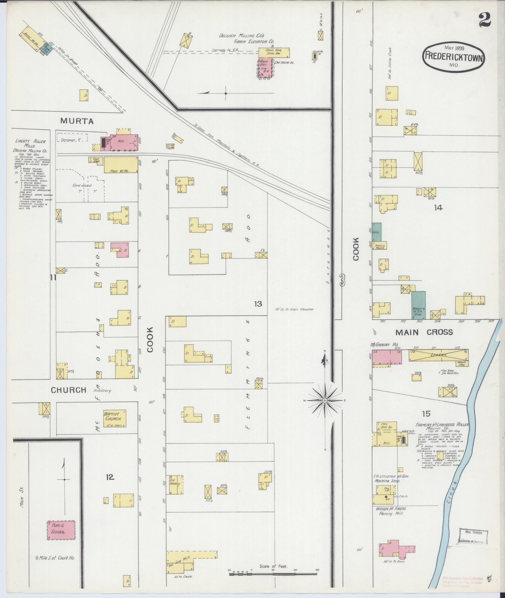 Sanborn Fire Insurance Map from Fredericktown, Madison County, Missouri (1893), Sheet #0002 - Historic Sanborn Fire Insurance Map Print, vintage old map wall art, antique decor, genealogy gift, Missouri Missouri map
