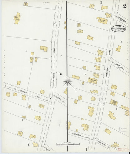 Sanborn Fire Insurance Map from Pleasantville, Westchester County, New York (1904), Sheet #0002 - Complete Map Set gallery image, historic Sanborn map, vintage wall art, New York New York