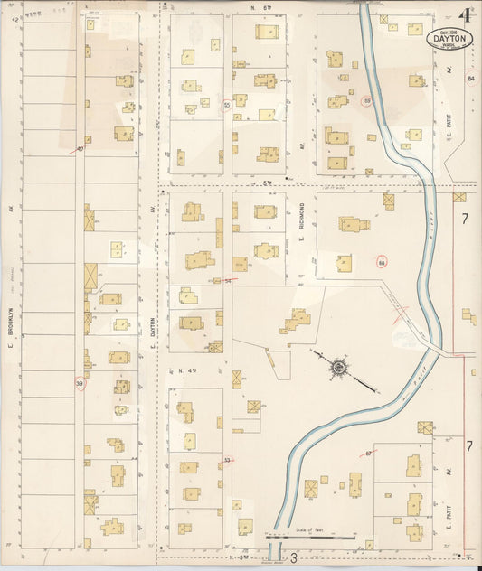 Sanborn Fire Insurance Map from Dayton, Columbia County, Washington (1943), Sheet #0004 - Historic Sanborn Fire Insurance Map Print, vintage old map wall art, antique decor, genealogy gift, Washington Washington map