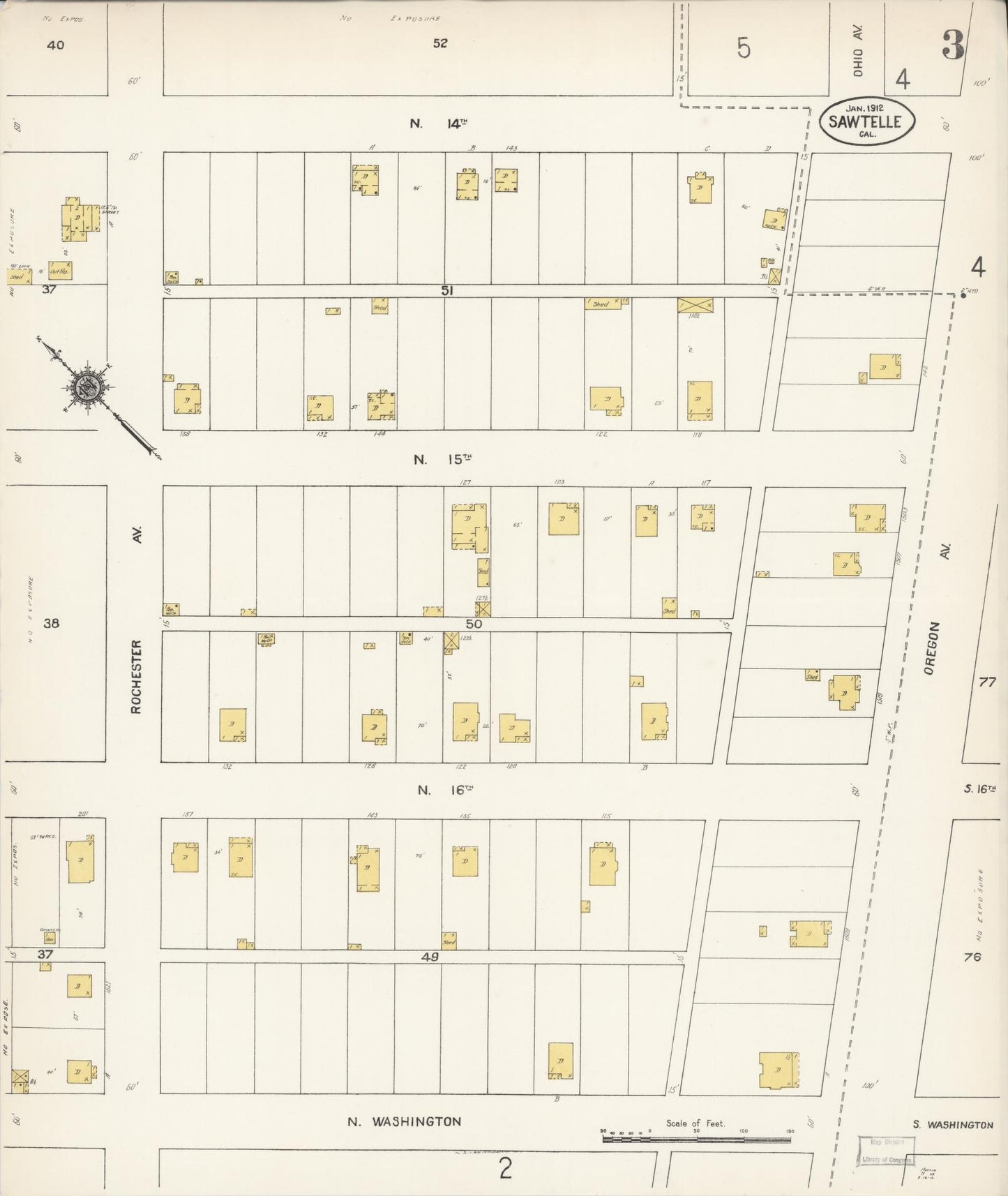 Sanborn Fire Insurance Map from Sawtelle, Los Angeles County, California (1912), Sheet #0003 - Complete Map Set gallery image, historic Sanborn map, vintage wall art, California California