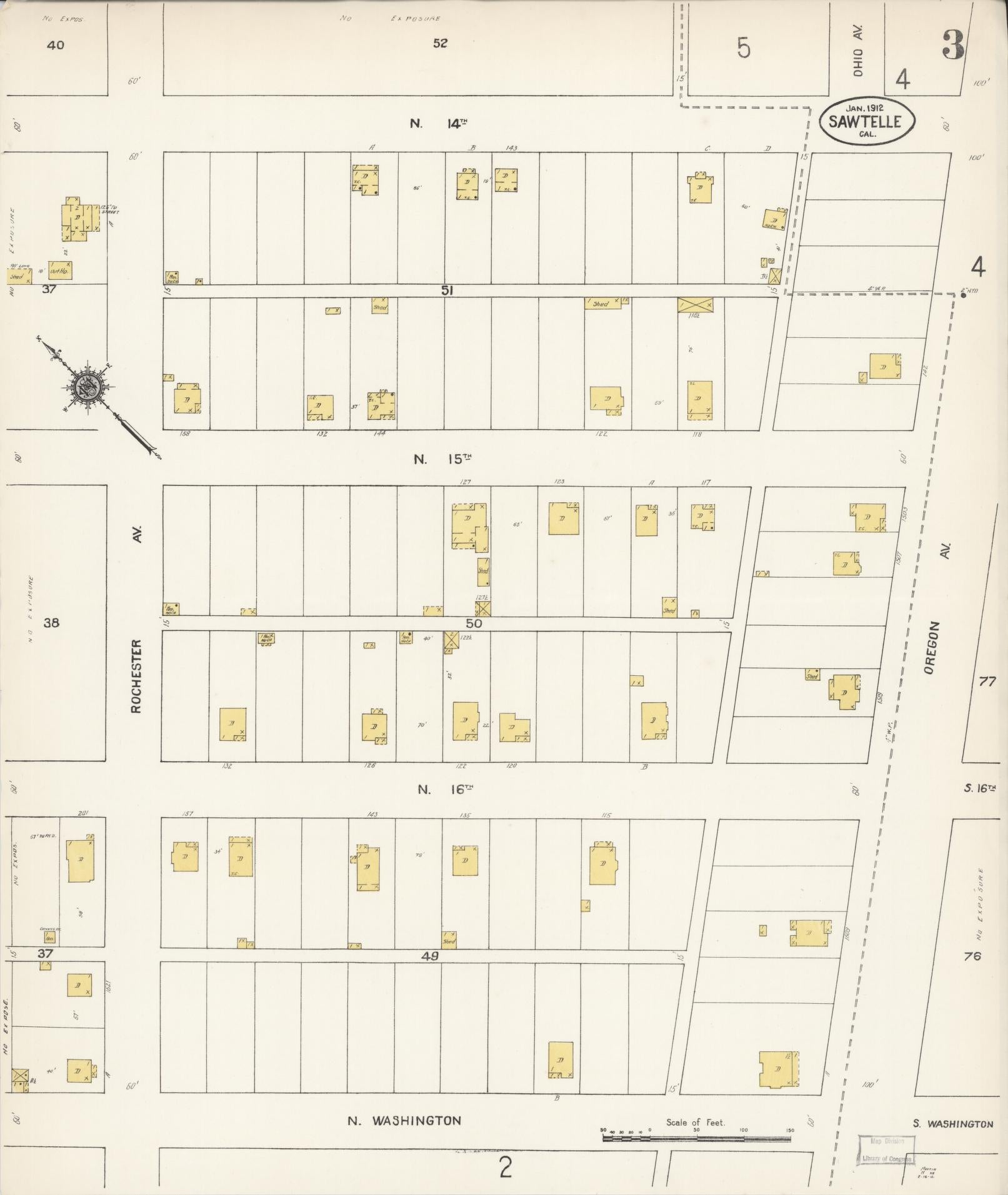 Sanborn Fire Insurance Map from Sawtelle, Los Angeles County, California (1912), Sheet #0003 - Complete Map Set gallery image, historic Sanborn map, vintage wall art, California California