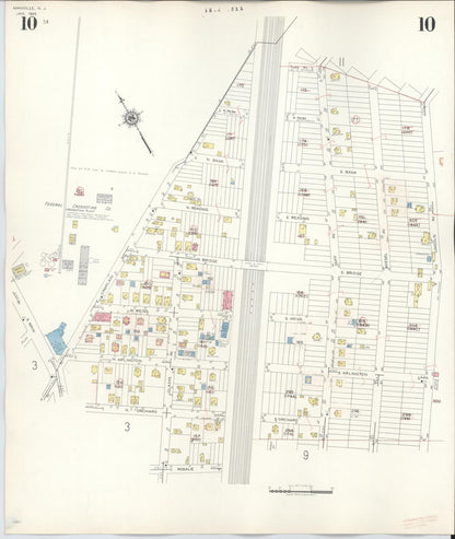 Sanborn Fire Insurance Map from Manville, Somerset County, New Jersey (1949), Sheet #0010 - Historic Sanborn Fire Insurance Map Print, vintage old map wall art, antique decor, genealogy gift, New Jersey New Jersey map