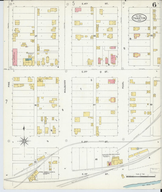 Sanborn Fire Insurance Map from Yankton, Yankton County, South Dakota (1903), Sheet #0005 - Historic Sanborn Fire Insurance Map Print, vintage old map wall art, antique decor, genealogy gift, South Dakota South Dakota map