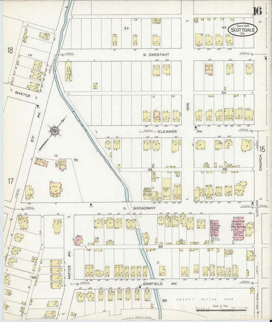 Sanborn Fire Insurance Map from Scottdale, Westmoreland County, Pennsylvania (1914), Sheet #0016 - Historic Sanborn Fire Insurance Map Print, vintage old map wall art, antique decor, genealogy gift, Pennsylvania Pennsylvania map
