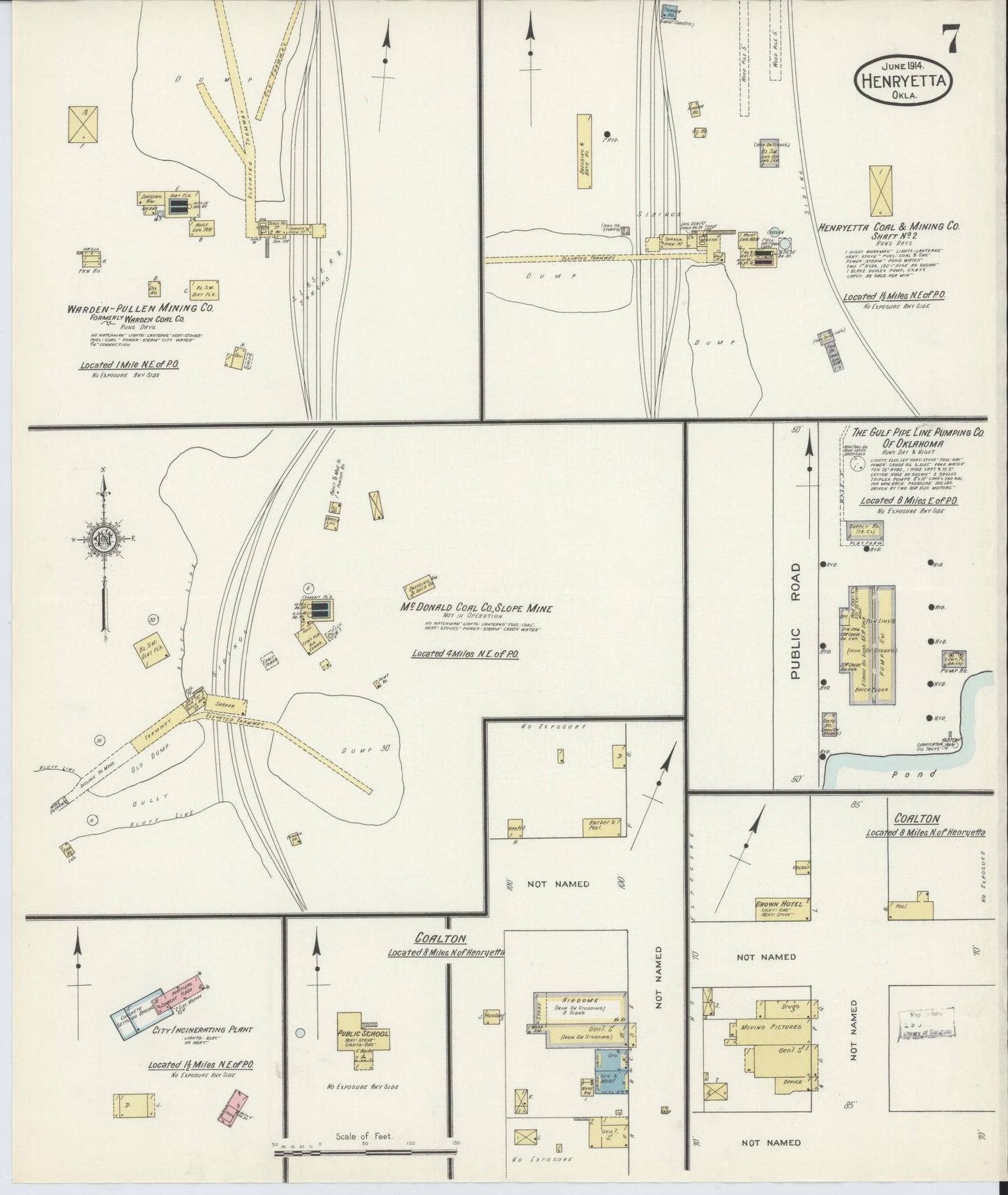 Sanborn Fire Insurance Map from Henryetta, Okmulgee County, Oklahoma (1914), Sheet #0007 - Complete Map Set gallery image, historic Sanborn map, vintage wall art, Oklahoma Oklahoma