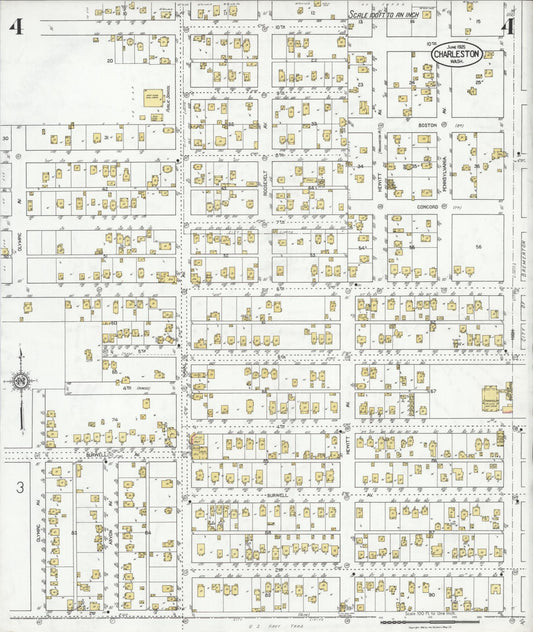 Sanborn Fire Insurance Map from Charleston, Kitsap County, Washington (1925), Sheet #0004 - Historic Sanborn Fire Insurance Map Print, vintage old map wall art, antique decor, genealogy gift, Washington Washington map