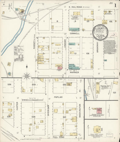 Sanborn Fire Insurance Map from Tekoa, Whitman County, Washington (1892), Sheet #0001 - Complete Map Set gallery image, historic Sanborn map, vintage wall art, Washington Washington
