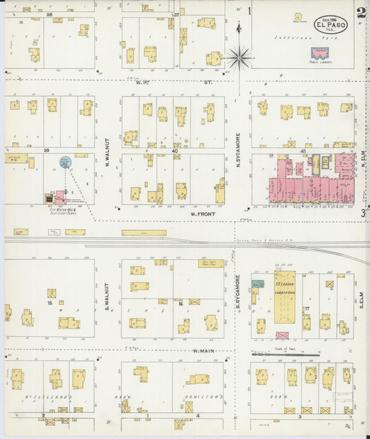 Sanborn Fire Insurance Map from El Paso, Woodford County, Illinois (1906), Sheet #0002 - Historic Sanborn Fire Insurance Map Print, vintage old map wall art, antique decor, genealogy gift, Illinois Illinois map