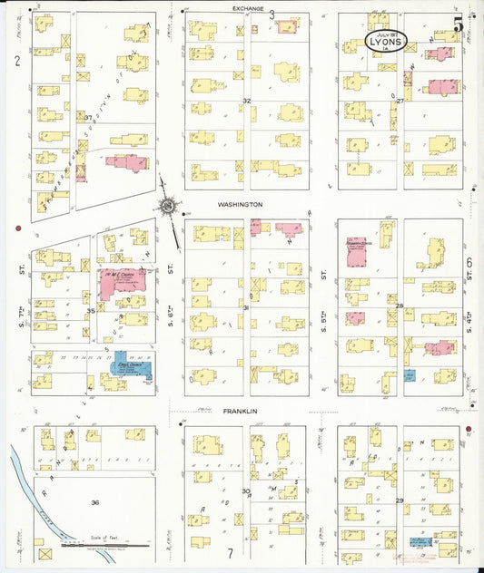 Sanborn Fire Insurance Map from Lyons, Clinton County, Iowa (1917), Sheet #0005 - Historic Sanborn Fire Insurance Map Print, vintage old map wall art