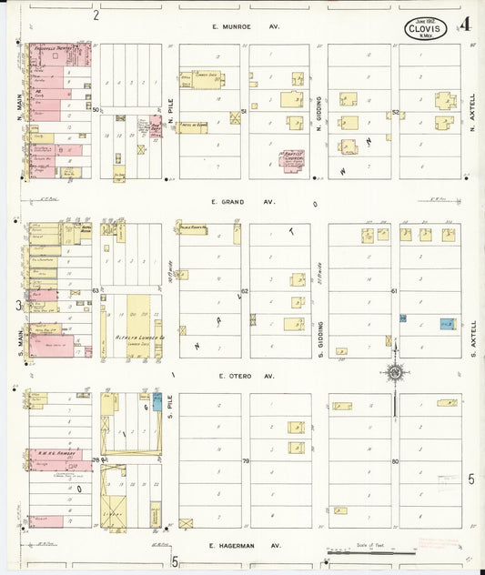 Sanborn Fire Insurance Map from Clovis, Curry County, New Mexico (1912), Sheet #0004 - Historic Sanborn Fire Insurance Map Print, vintage old map wall art, antique decor, genealogy gift, New Mexico New Mexico map
