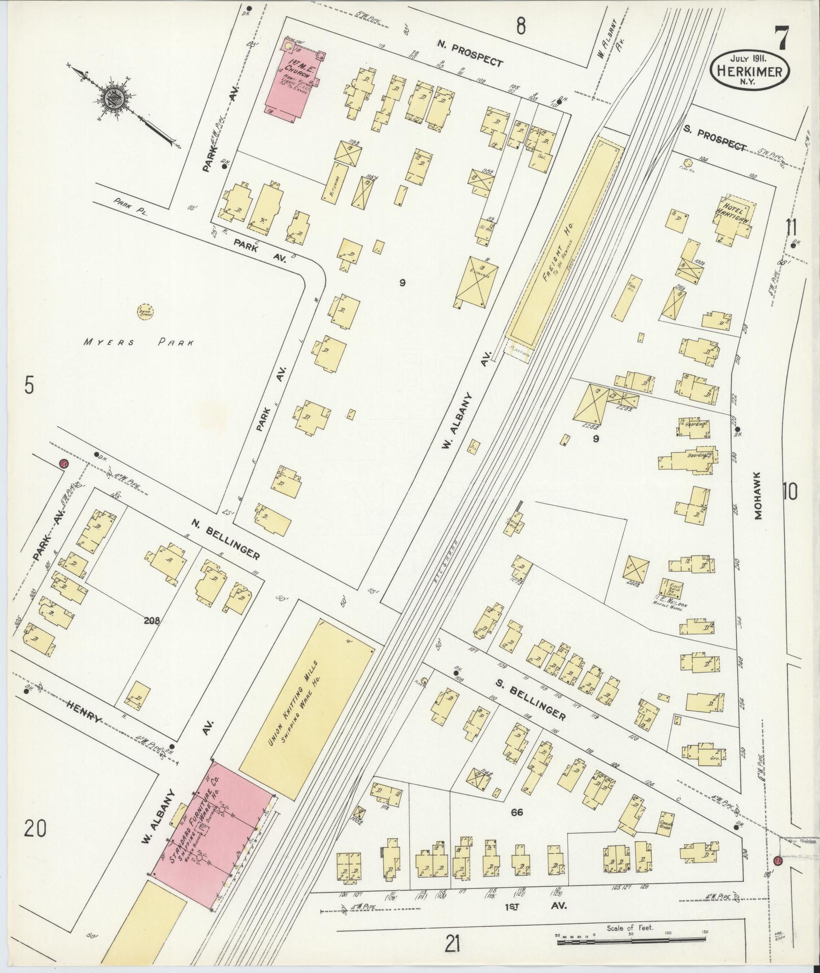 Sanborn Fire Insurance Map from Herkimer, Herkimer County, New York (1911), Sheet #0007 - Complete Map Set gallery image, historic Sanborn map, vintage wall art, New York New York