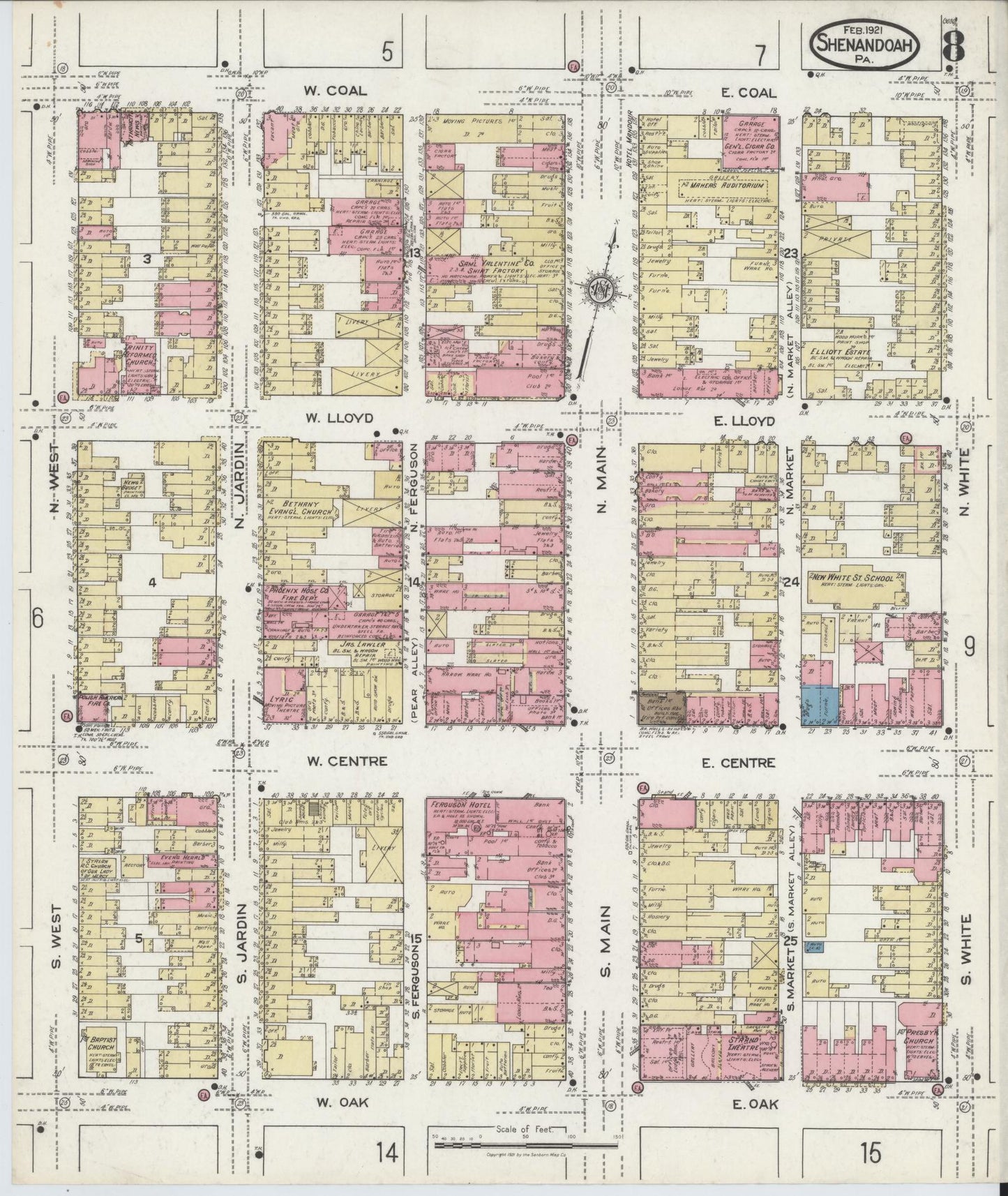 Sanborn Fire Insurance Map from Shenandoah, Schuylkill County, Pennsylvania (1921), Sheet #0008 - Complete Map Set gallery image, historic Sanborn map, vintage wall art, Pennsylvania Pennsylvania