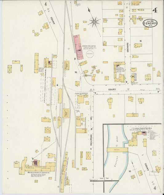 Sanborn Fire Insurance Map from Geneseo, Livingston County, New York (1906), Sheet #0004 - Historic Sanborn Fire Insurance Map Print, vintage old map wall art, antique decor, genealogy gift, New York New York map