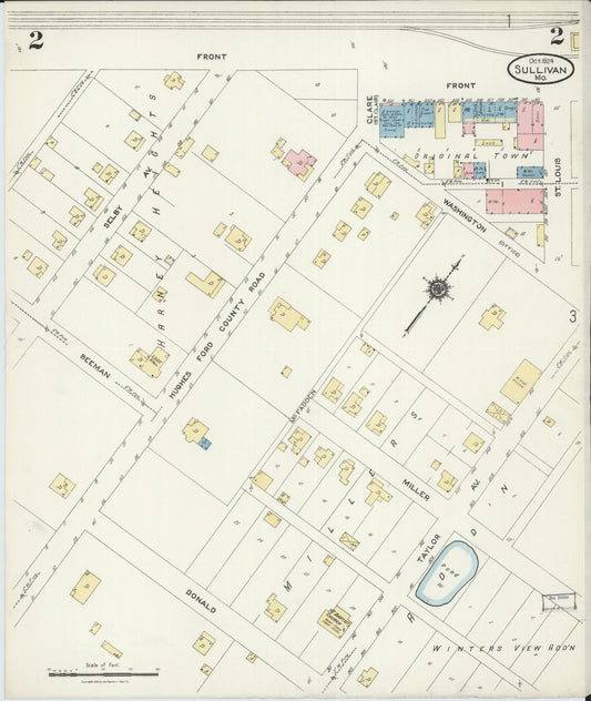 Sanborn Fire Insurance Map from Sullivan, Franklin County, Missouri (1924), Sheet #0002 - Historic Sanborn Fire Insurance Map Print, vintage old map wall art, antique decor, genealogy gift, Missouri Missouri map