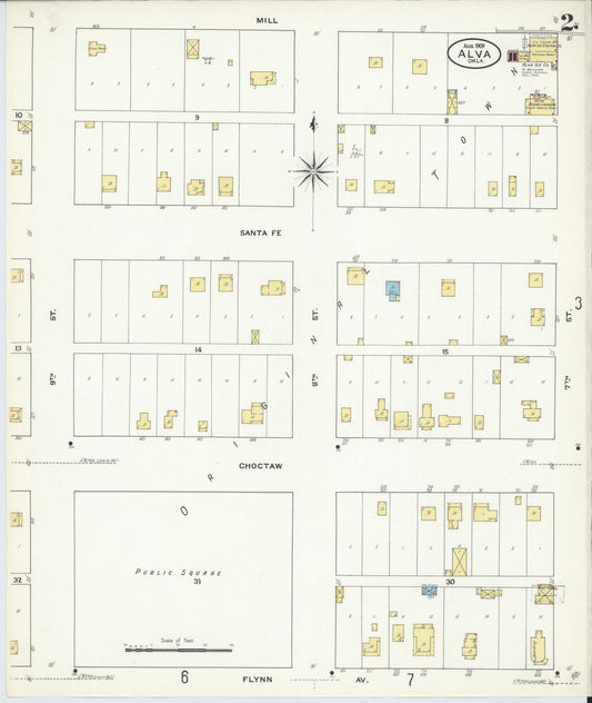 Sanborn Fire Insurance Map from Alva, Woods County, Oklahoma (1909), Sheet #0002 - Historic Sanborn Fire Insurance Map Print, vintage old map wall art, antique decor, genealogy gift, Oklahoma Oklahoma map
