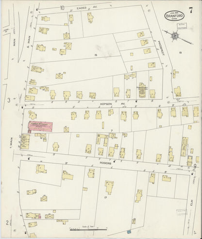 Sanborn Fire Insurance Map from Branford, New Haven County, Connecticut (1914), Sheet #0007 - Complete Map Set gallery image, historic Sanborn map, vintage wall art, Connecticut Connecticut