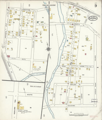Sanborn Fire Insurance Map from Suffern, Rockland County, New York (1921), Sheet #0009 - Complete Map Set gallery image, historic Sanborn map, vintage wall art, New York New York