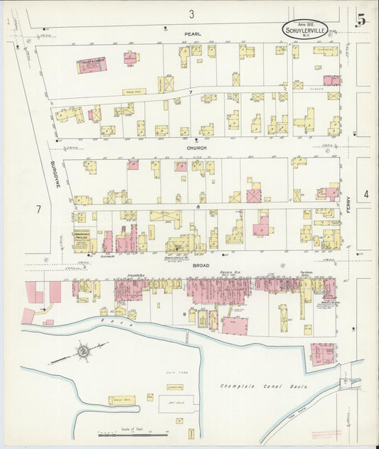 Sanborn Fire Insurance Map from Schuylerville, Saratoga County, New York (1912), Sheet #0005 - Historic Sanborn Fire Insurance Map Print, vintage old map wall art, antique decor, genealogy gift, New York New York map