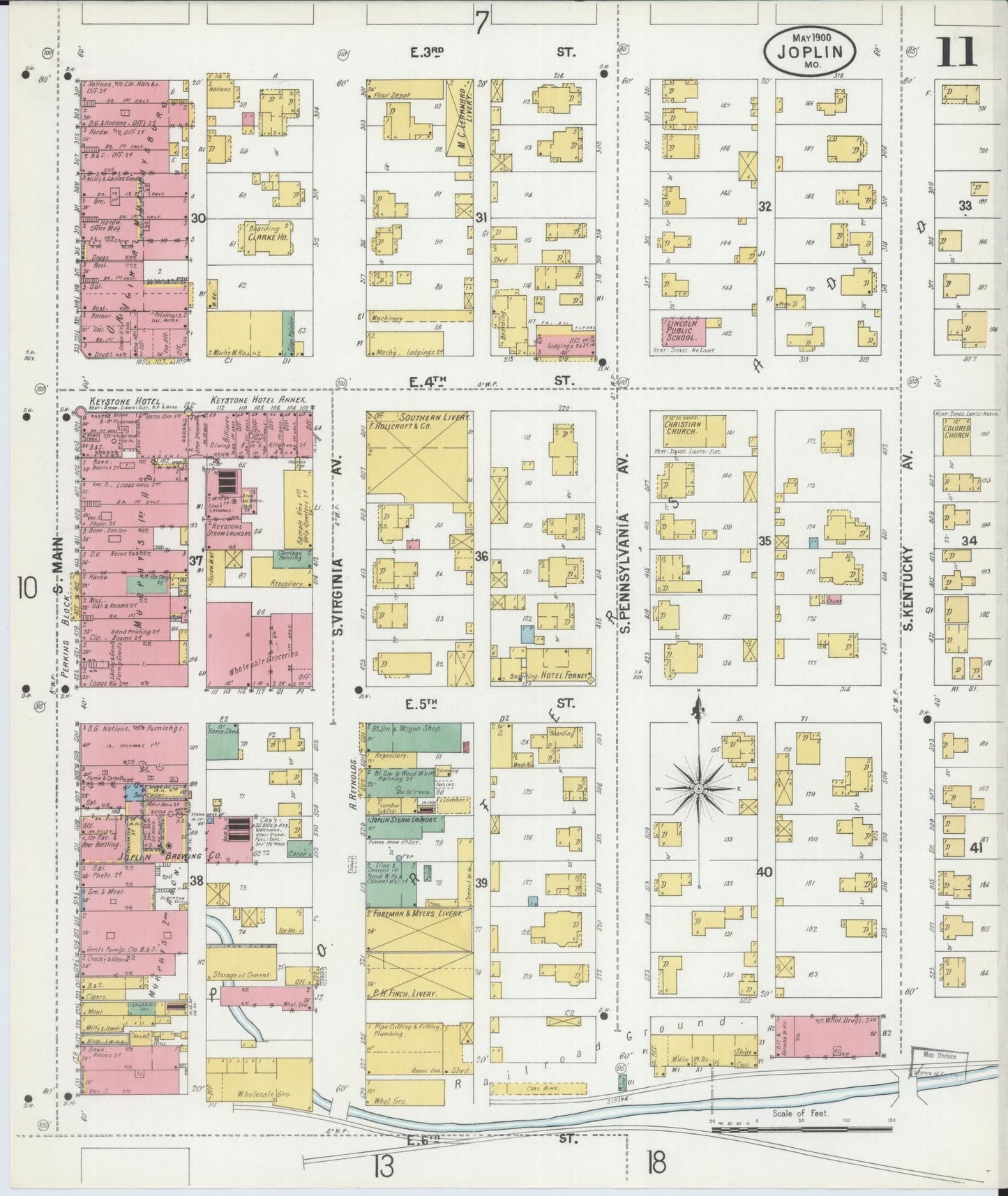 Sanborn Fire Insurance Map from Joplin, Jasper County, Missouri (1900), Sheet #0011 - Historic Sanborn Fire Insurance Map Print, vintage old map wall art, antique decor, genealogy gift, Missouri Missouri map