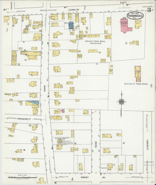 Sanborn Fire Insurance Map from Farmingdale, Nassau County, New York (1920), Sheet #0003 - Historic Sanborn Fire Insurance Map Print, vintage old map wall art, antique decor, genealogy gift, New York New York map