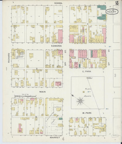 Sanborn Fire Insurance Map from Henry, Marshall County, Illinois (1893), Sheet #0002 - Historic Sanborn Fire Insurance Map Print, vintage old map wall art, antique decor, genealogy gift, Illinois Illinois map